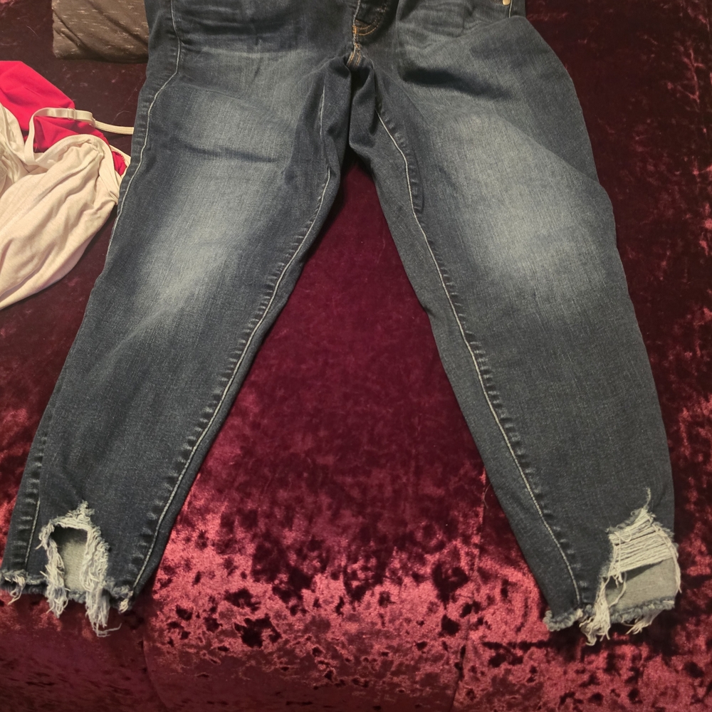 Torrid Dark Blue Distressed Ankle Jeans